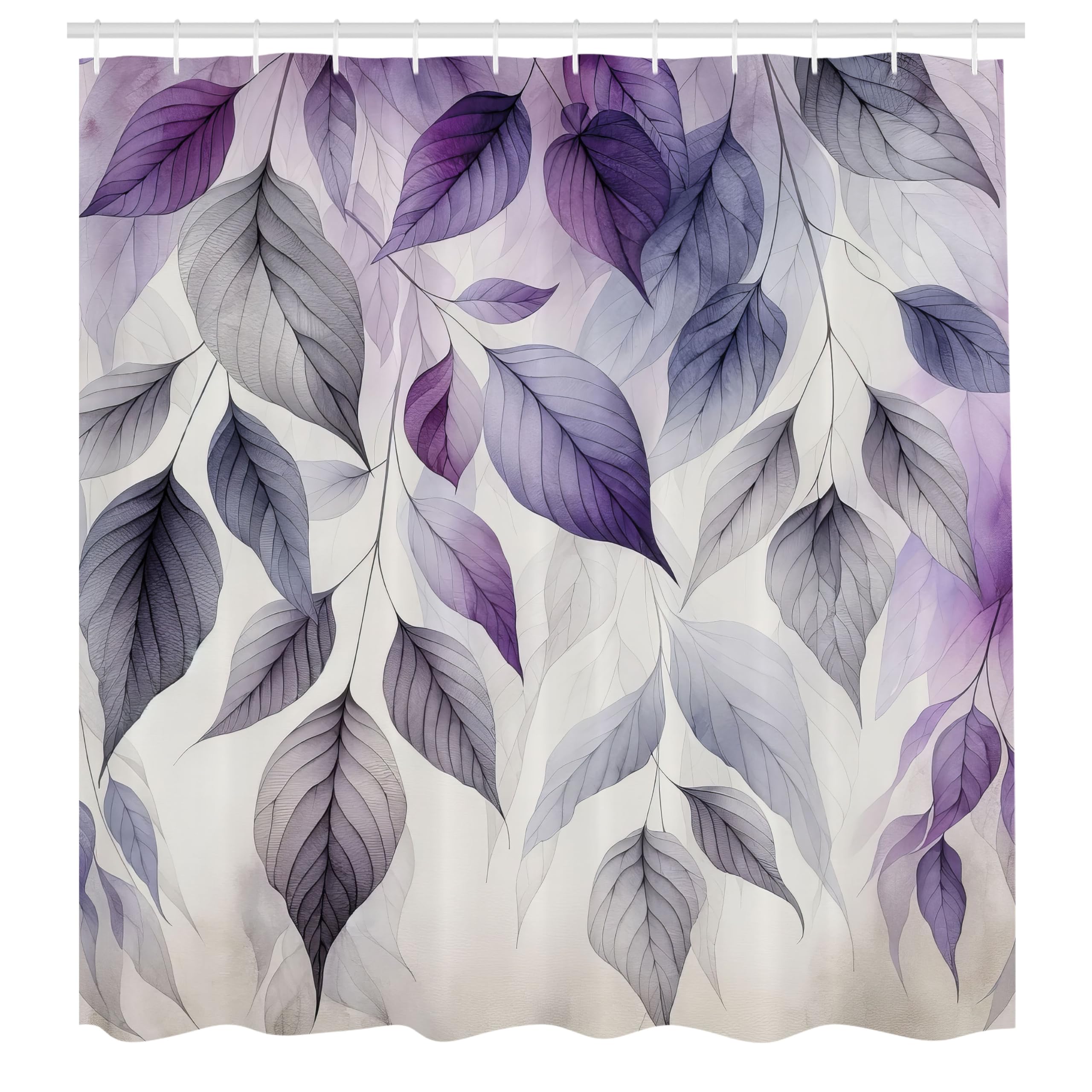 Ambesonne Purple Shower Curtain, Cascade Of Leaves In A Cold Windy Morning Monochromatic Pastel Tones, Cloth Fabric Bathroom Dec